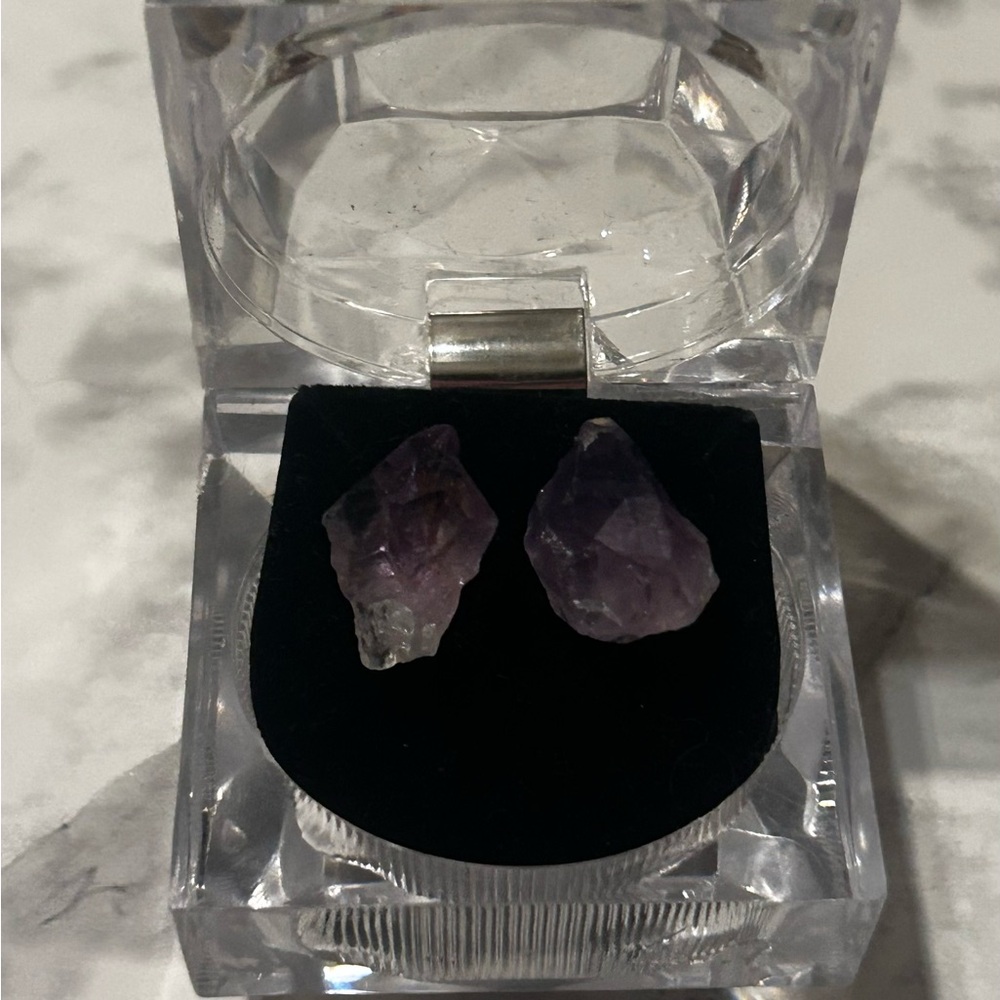Amethyst Crystal Gemstone Earrings NWOT